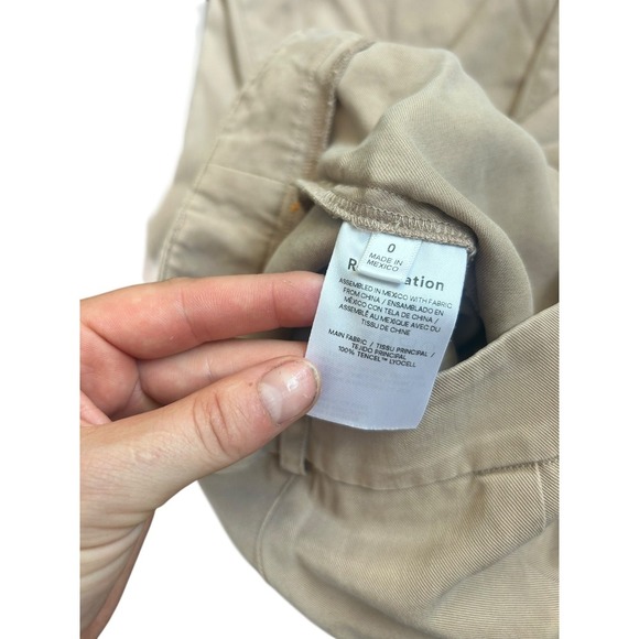 Reformation Mason Khaki Trousers High Waist Pleated Wide Leg Career Pants Size 0 - Picture 10 of 12